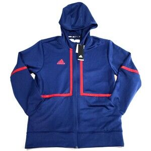 NWT Adidas Full Zip Jacket Navy Blue Red Stripe Large Full Zip Jacket FQ1640